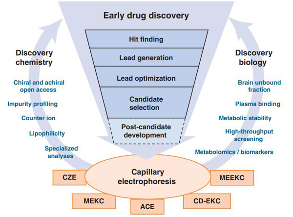 Fig.1 Capillary electrophoresis in drug  discovery today. (Espada, A. 2012)